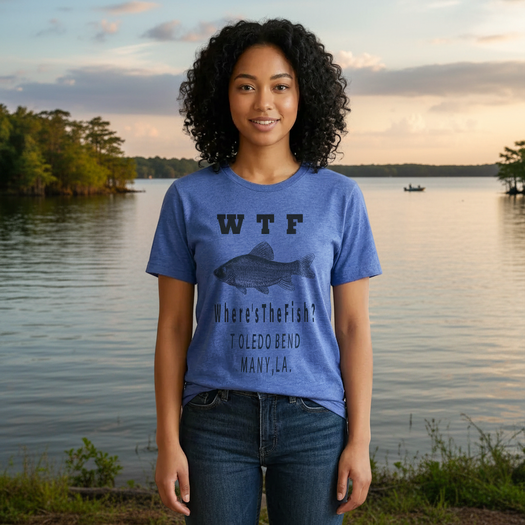 WTF Where's The Fish? Fishing T‑Shirt — Toledo Bend Bass Tee