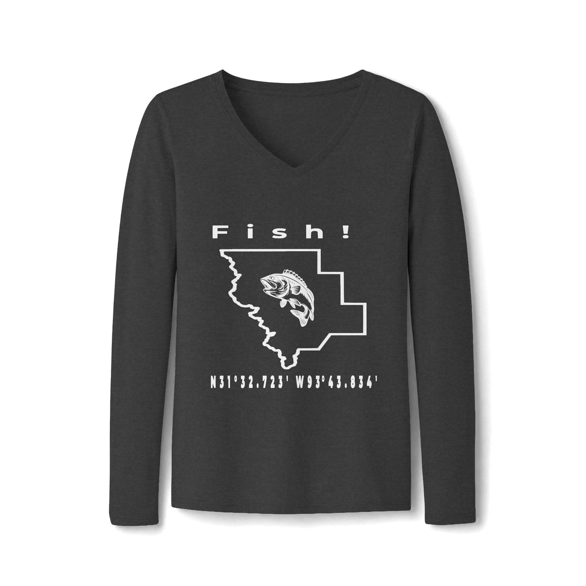 Women's V-Neck Long-Sleeve Fishing Spot Tee