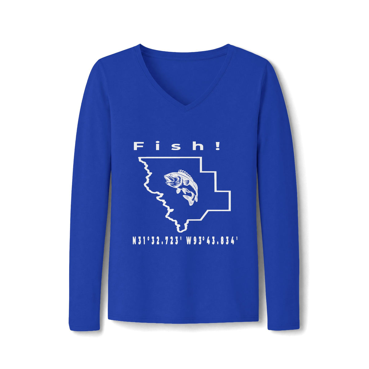 Women's V-Neck Long-Sleeve Fishing Spot Tee