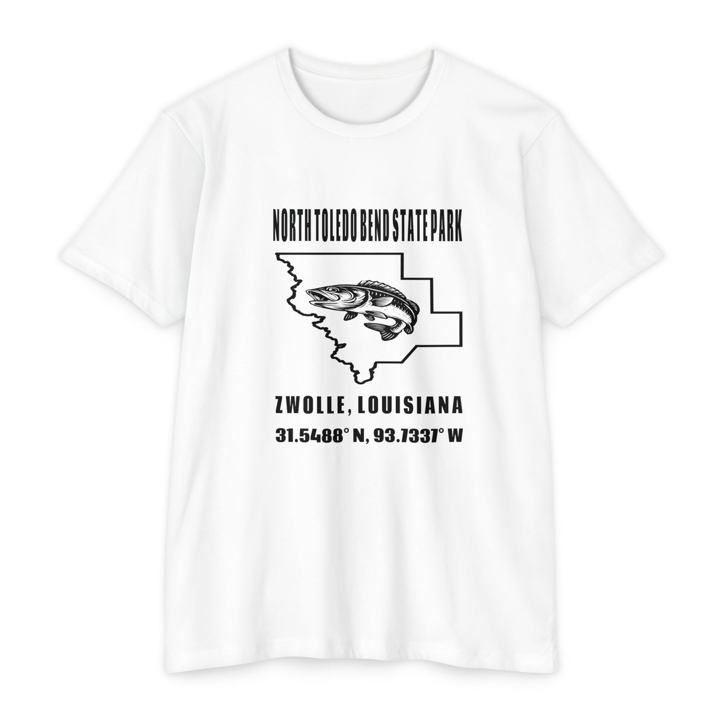North Toledo Bend State Park T-Shirt — Zwolle, Louisiana Fishing Tee (31.5488 N, 93.7333 W)