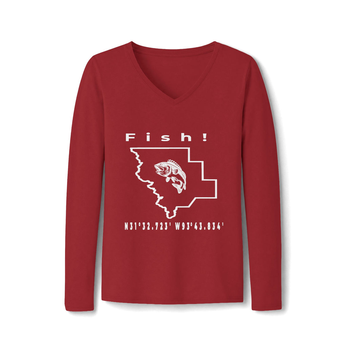 Women's V-Neck Long-Sleeve Fishing Spot Tee