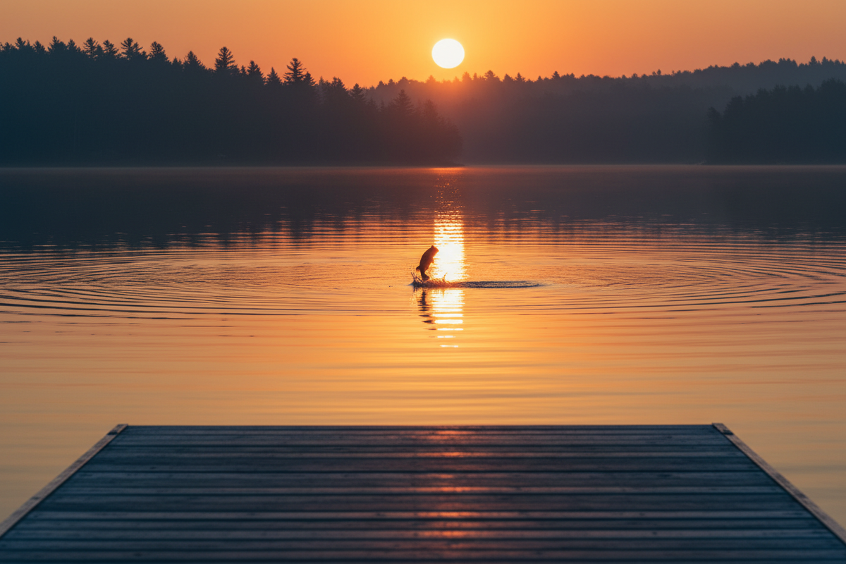 Tiny Bass Silhouette at Sunset